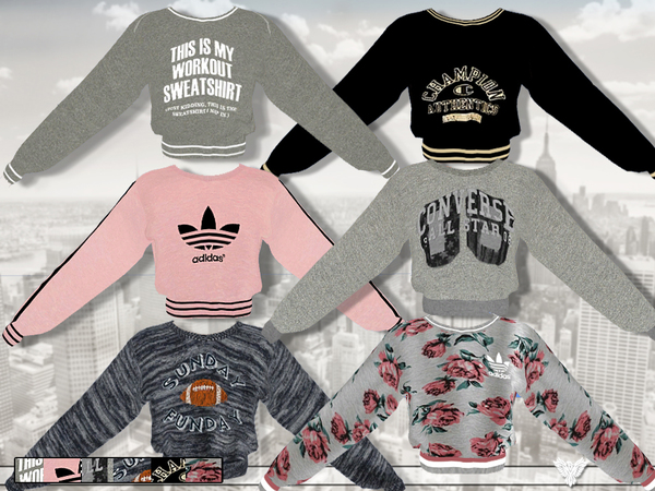 Sims 4 Athletic Department Sweatshirt Collection by Pinkzombiecupcakes at TSR