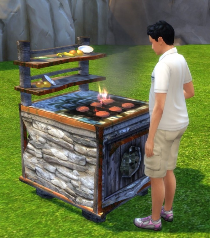 Sims 4 Castaway Stories Native Indoor Oven as a Grill by BigUglyHag at SimsWorkshop