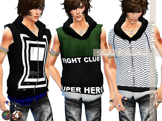 Sims 4 Giruto 6 Kenjis non sleeve hoodie for male at Studio K Creation
