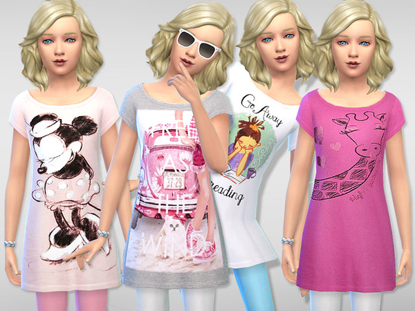 Sims 4 Sleep Tee for Girls 01 by Pinkzombiecupcakes at TSR