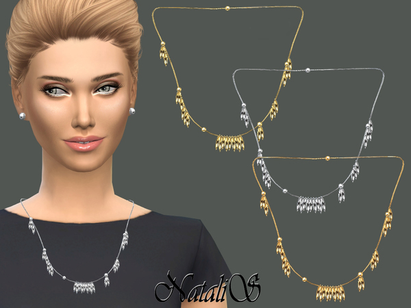 Sims 4 Spike Tassel Fringe Necklace by NataliS at TSR