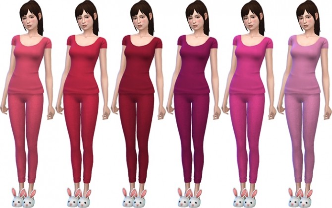 Sims 4 PJs (Nyloas Cuffed Leggings + Tee) by deelitefulsimmer at SimsWorkshop
