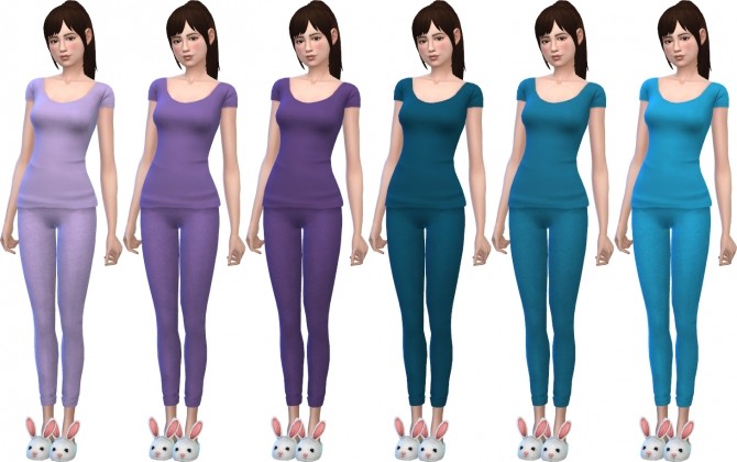 Sims 4 PJs (Nyloas Cuffed Leggings + Tee) by deelitefulsimmer at SimsWorkshop