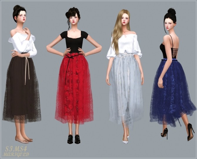 Sims 4 Ribbon Ballerina Long Skirt at Marigold