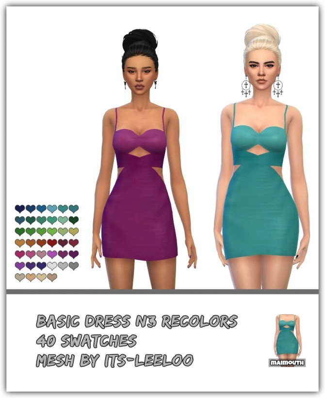 Sims 4 Basic Dress N3 Recolors at Maimouth Sims4