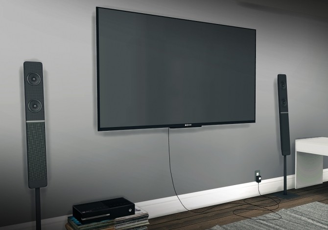 Sims 4 Sony KDL50W800B Wall Mounted TV at MXIMS