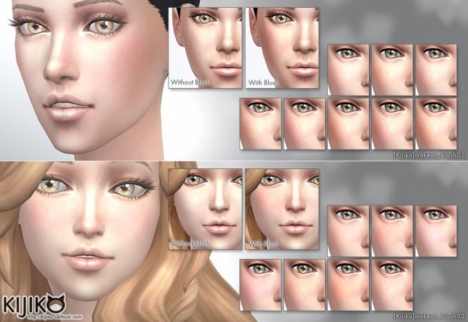 Sims 4 25+1 Colors Lip Gloss + Blush and Eyeliner at Kijiko