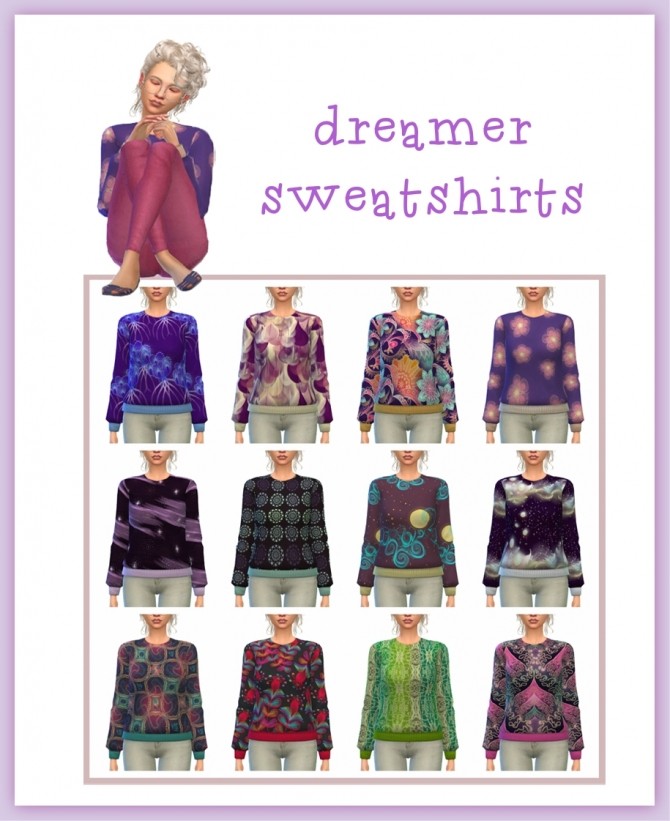 Sims 4 Dreamer Sweatshirts at Maimouth Sims4