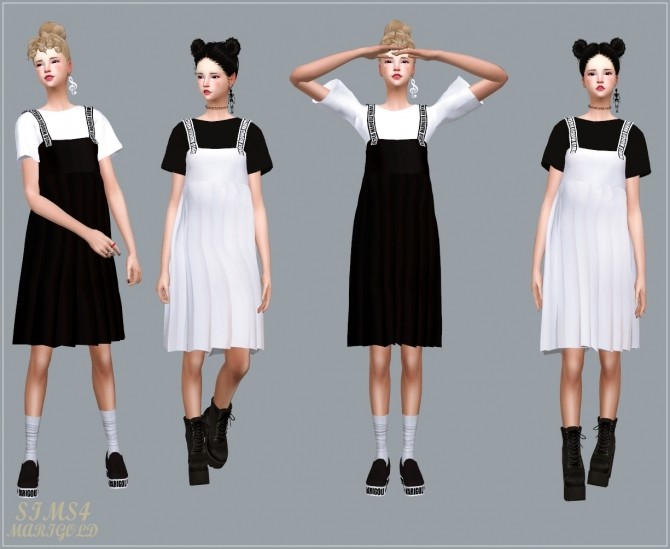 Sims 4 Pleats Dress With T Shirt at Marigold