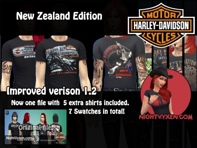 Sims 4 Harley Davidson Shirts New Zealand Edition 2.0 by Nightvyxen at SimsWorkshop
