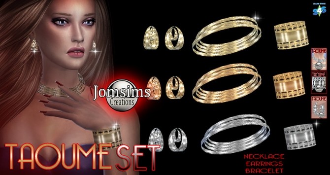 Sims 4 Taoume set necklace, earrings, bracelet at Jomsims Creations