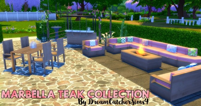 Sims 4 Marbella Teak Garden Collection at DreamCatcherSims4