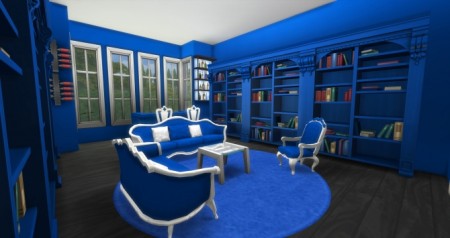 Blue Library by DollFaceSim at SimsWorkshop