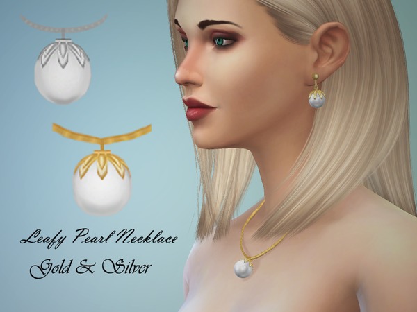 Sims 4 Leafy Pearl Necklace by SimPeopleRampage at TSR