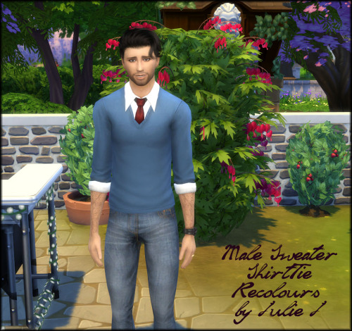 Sims 4 Male Sweater Tie Shirt Recolours at Julietoon – Julie J