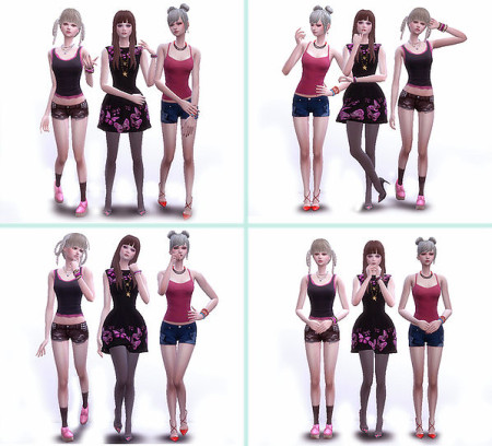 Combination pose 03 at A-luckyday » Sims 4 Updates