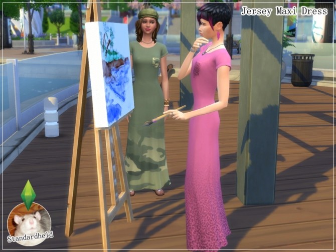Sims 4 Jersey Maxi Dress by Standardheld at SimsWorkshop