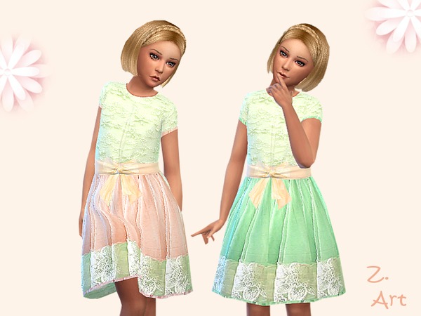 Sims 4 Sugar Doll delicate chiffon dress by Zuckerschnute20 at TSR