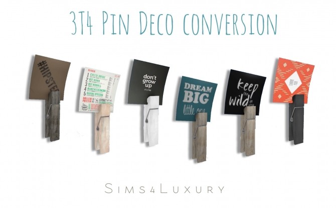 Sims 4 3T4 Pin Deco conversion at Sims4 Luxury