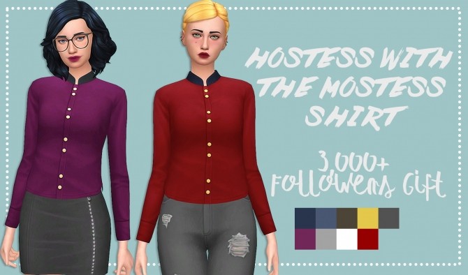 Sims 4 Hostess With The Mostess Shirt by xDeadGirlWalking at SimsWorkshop