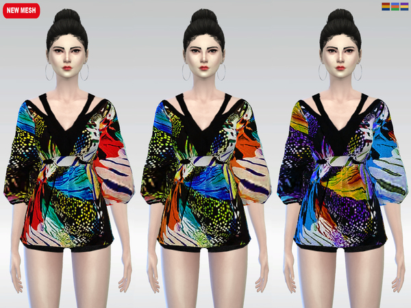 Sims 4 Mariposa Kimono Blouse by McLayneSims at TSR