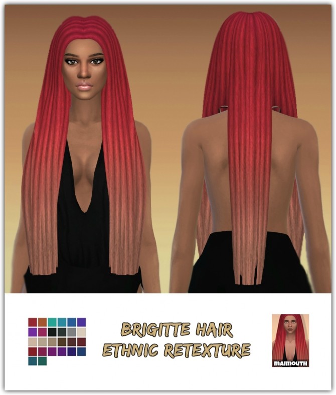 Sims 4 Brigitte Hair Ethnic Retexture at Maimouth Sims4