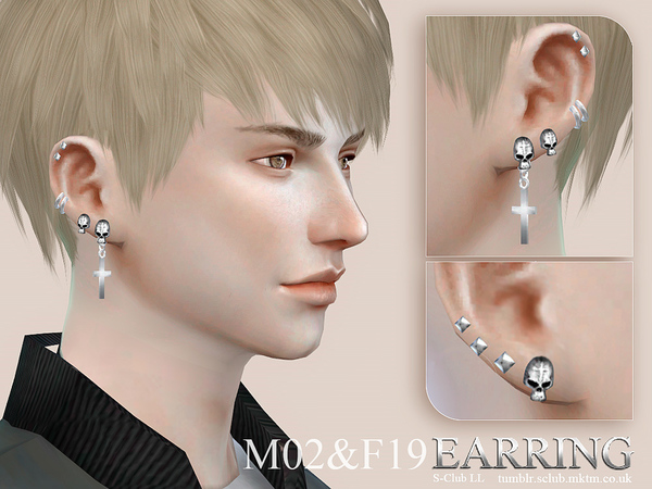 Sims 4 Earrings 02M & 19F by S Club LL at TSR