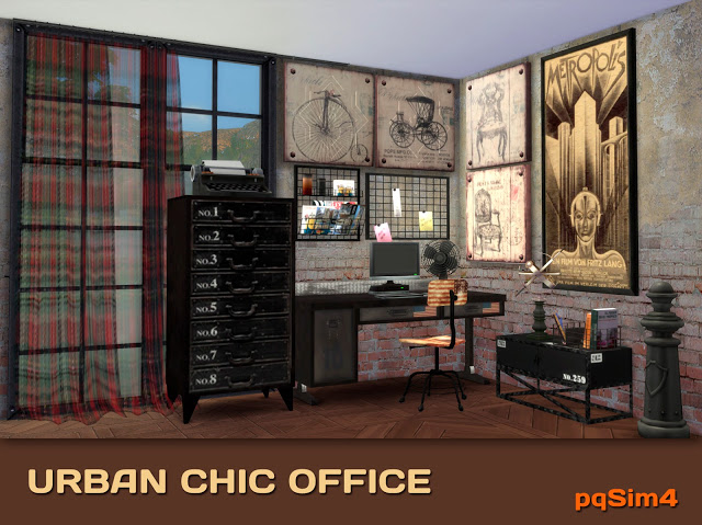 Sims 4 Urban Chic Office by Mary Jiménez at pqSims4