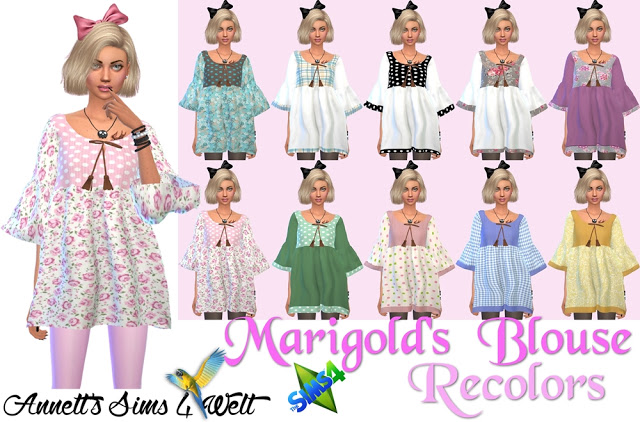 Sims 4 Marigolds Tassel Blouse Recolors at Annett’s Sims 4 Welt