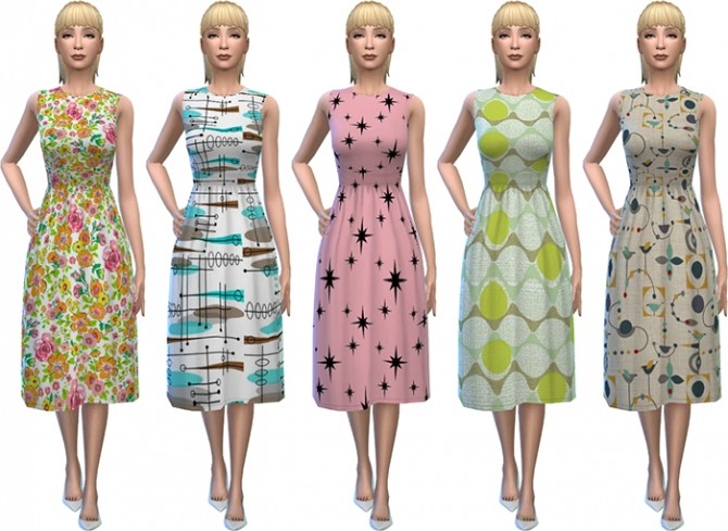 Sims 4 Retro Dresses by deelitefulsimmer at SimsWorkshop