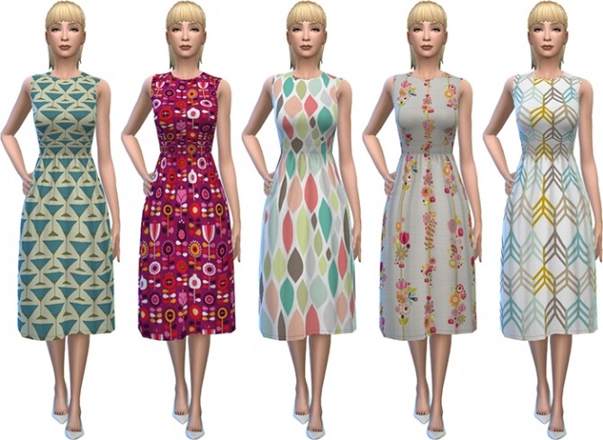 Sims 4 Retro Dresses by deelitefulsimmer at SimsWorkshop