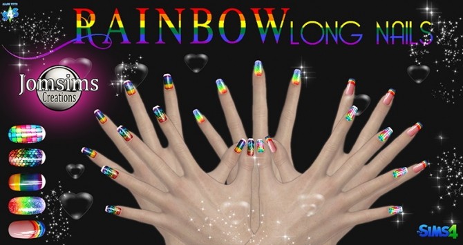 Sims 4 Rainbow long nails at Jomsims Creations
