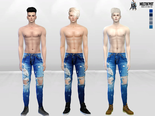 Sims 4 Ibisa Distressed Denim Jeans by McLayneSims at TSR