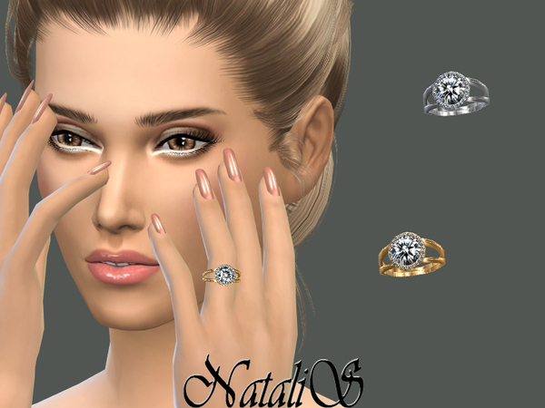 Sims 4 Halo diamond engagement ring by NataliS at TSR