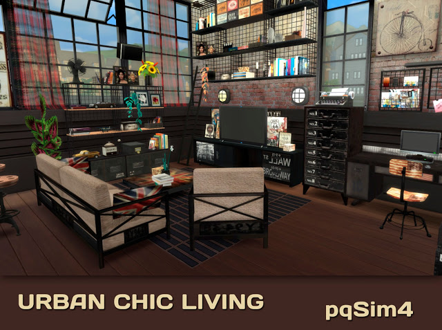 Sims 4 Urban Chic Living by Mary Jiménez at pqSims4