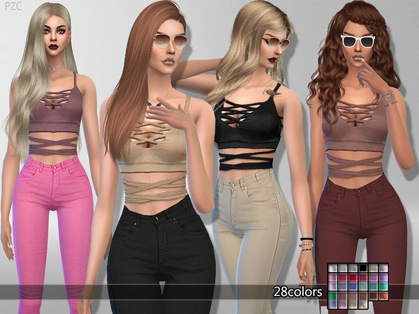 Sims 4 Cross Top by Pinkzombiecupcakes at TSR