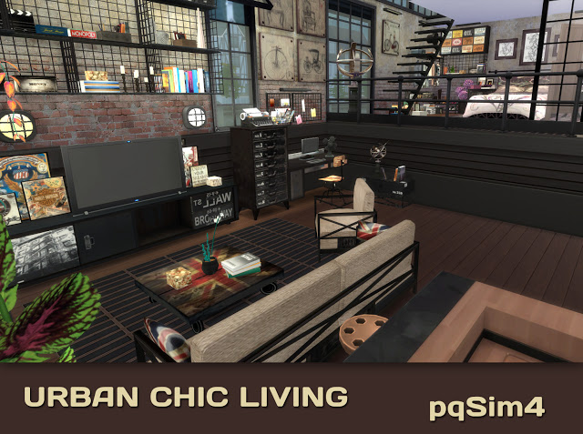 Sims 4 Urban Chic Living by Mary Jiménez at pqSims4