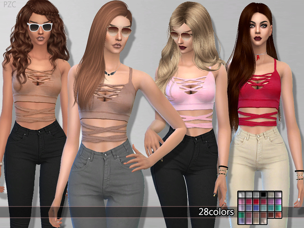 Sims 4 Cross Top by Pinkzombiecupcakes at TSR