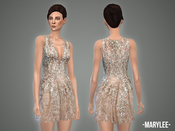 Sims 4 Marylee dress by April at TSR