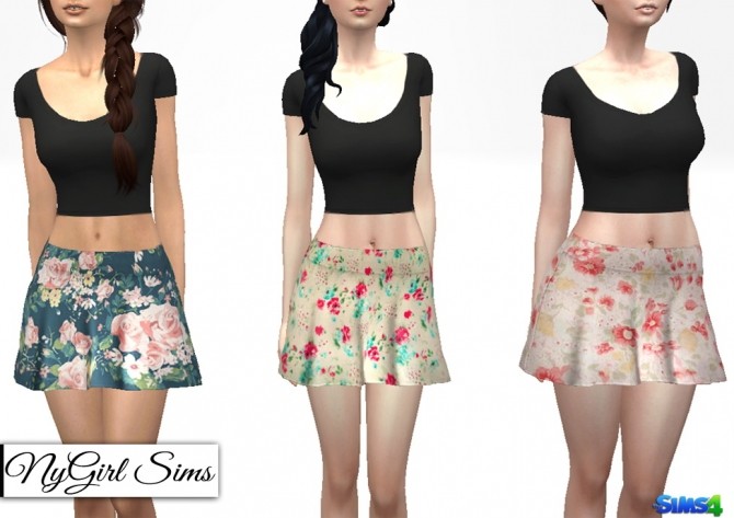 Sims 4 Floral Flare Skirt at NyGirl Sims