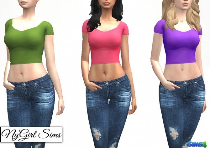 Sims 4 Basic Fitted Crop T Shirt at NyGirl Sims