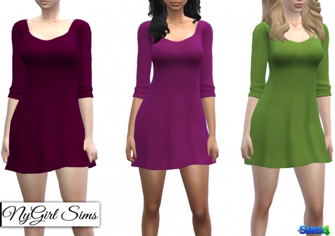 Sims 4 Basic Three Quarter Sleeve Tee Dress at NyGirl Sims