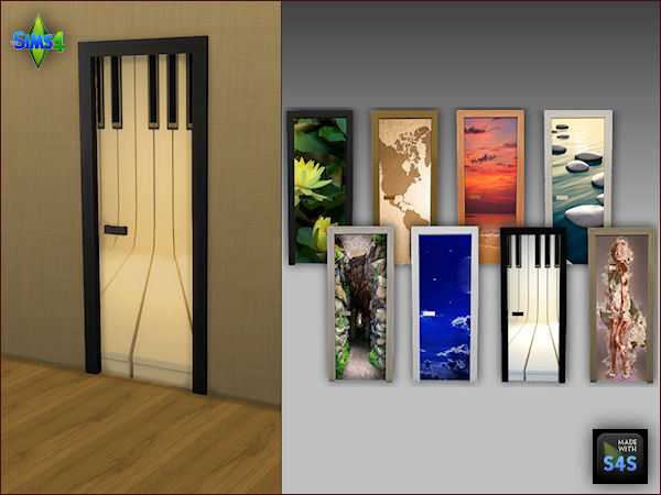 Sims 4 2 sets of doors with wallcoverings by Mabra at Arte Della Vita