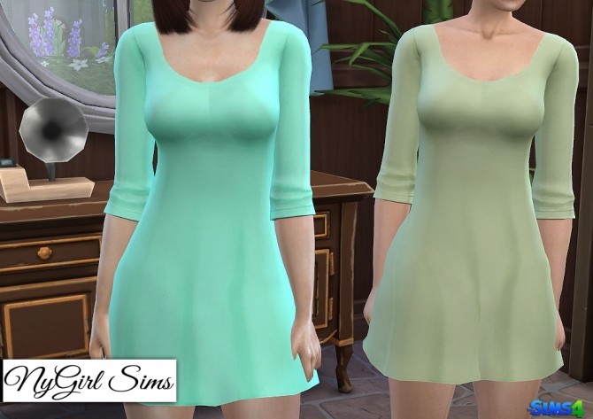 Sims 4 Basic Three Quarter Sleeve Tee Dress at NyGirl Sims