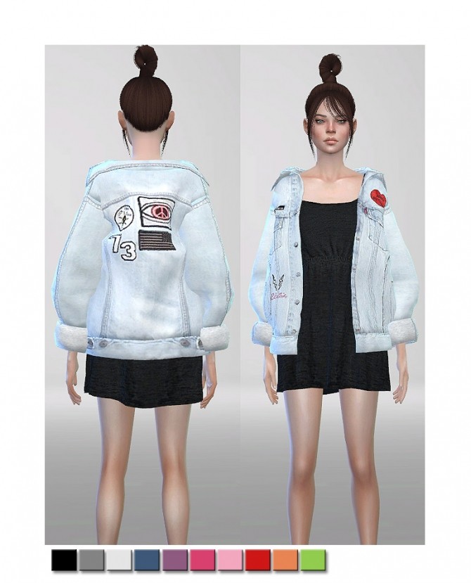 Sims 4 Vintage Denim Jacket Dress Recolor at ShojoAngel