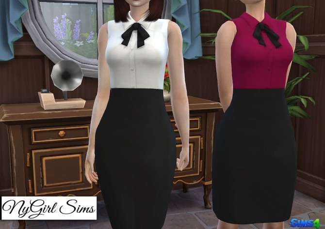 Sims 4 Button and Bow High Skirt Bodycon at NyGirl Sims