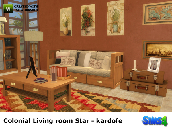 Sims 4 Colonial livingroom Star by kardofe at TSR
