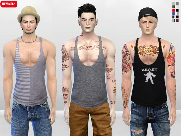 Meat Head Muscle Tank Top by McLayneSims at TSR » Sims 4 Updates