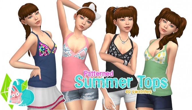 Sims 4 Patterned Summer Tops at SimLaughLove
