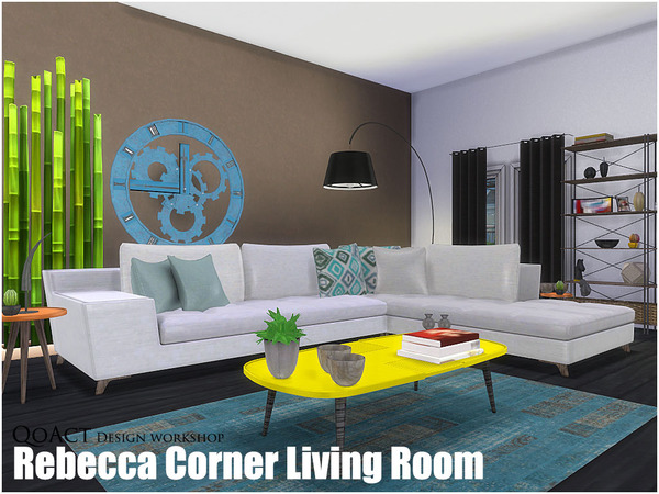 Sims 4 Rebecca Corner LivingRoom by QoAct at TSR